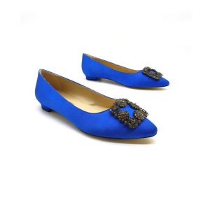 Туфли женские MANOLO BLAHNIK Hangisiflat Galassia Blue